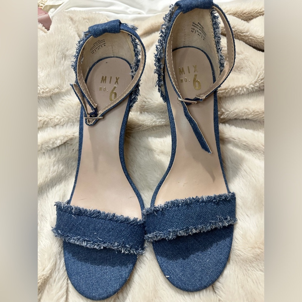 Mix No. 6 Shoes | Denim Ankle Strap Stiletto